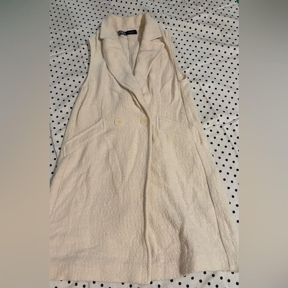Zara double breasted tweed sweater